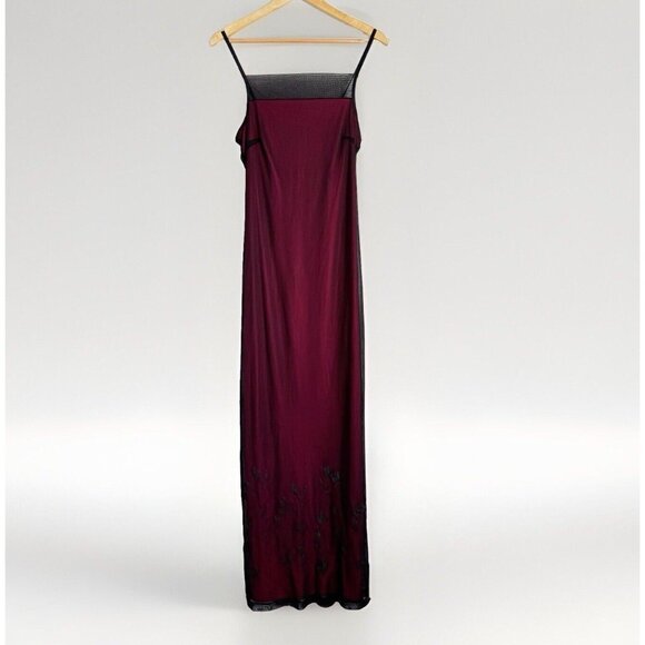 Vtg Mixit Slip Maxi Dress Size 8 TALL Black Sheer Vamp Witchy Whimsigoth Prom - Picture 1 of 12